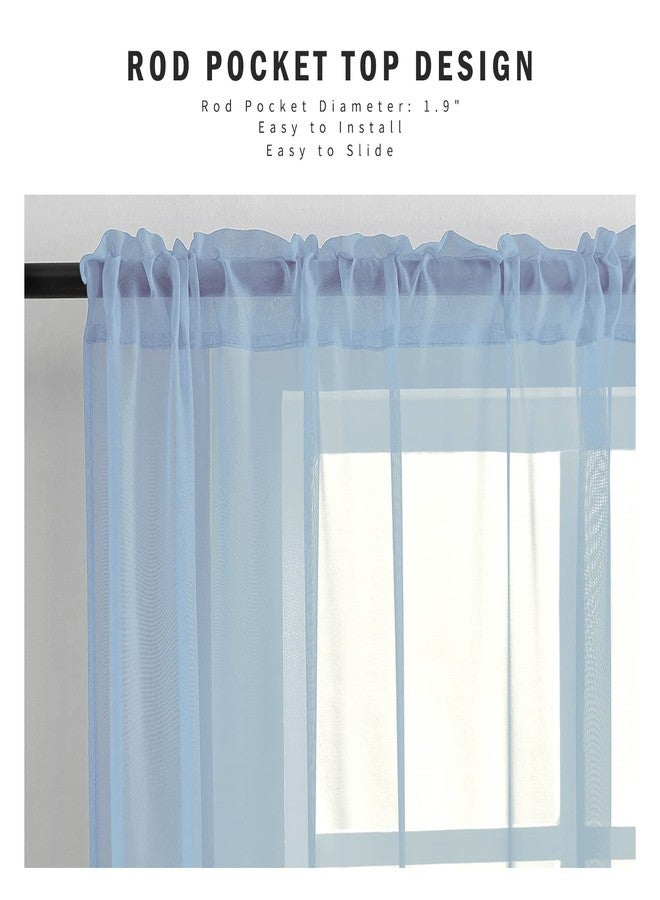Luvyohmee Baby Blue Sheer Voile Curtains 72 Inch Length for Bedroom Living Room Halloween Decor 2 Panels Set Rod Pocket Light Filtering Textured Transparent Sheer Window Treatment Drapes 52x72 Inches Long - Image 3